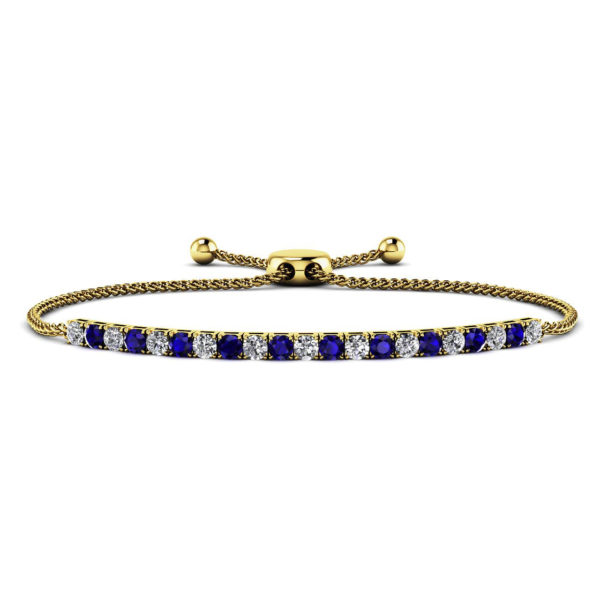 1.40 Carats Genuine Blue Sapphire & 0.88 Carats Diamond Adjustable Bracelet