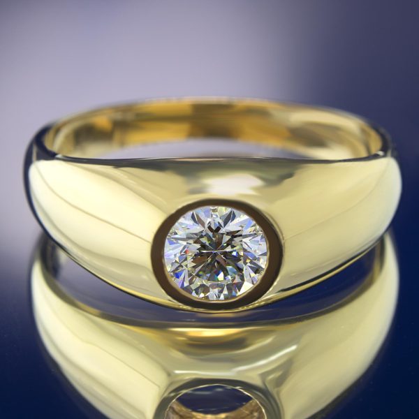 0.50 Carat Round Diamond Solitaire Men's Ring, GIA Certified ...