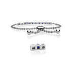 1.40 Carats Genuine Blue Sapphire & 0.88 Carats Diamond Adjustable Bracelet