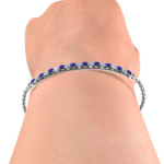 1.40 Carats Genuine Blue Sapphire & 0.88 Carats Diamond Adjustable Bracelet