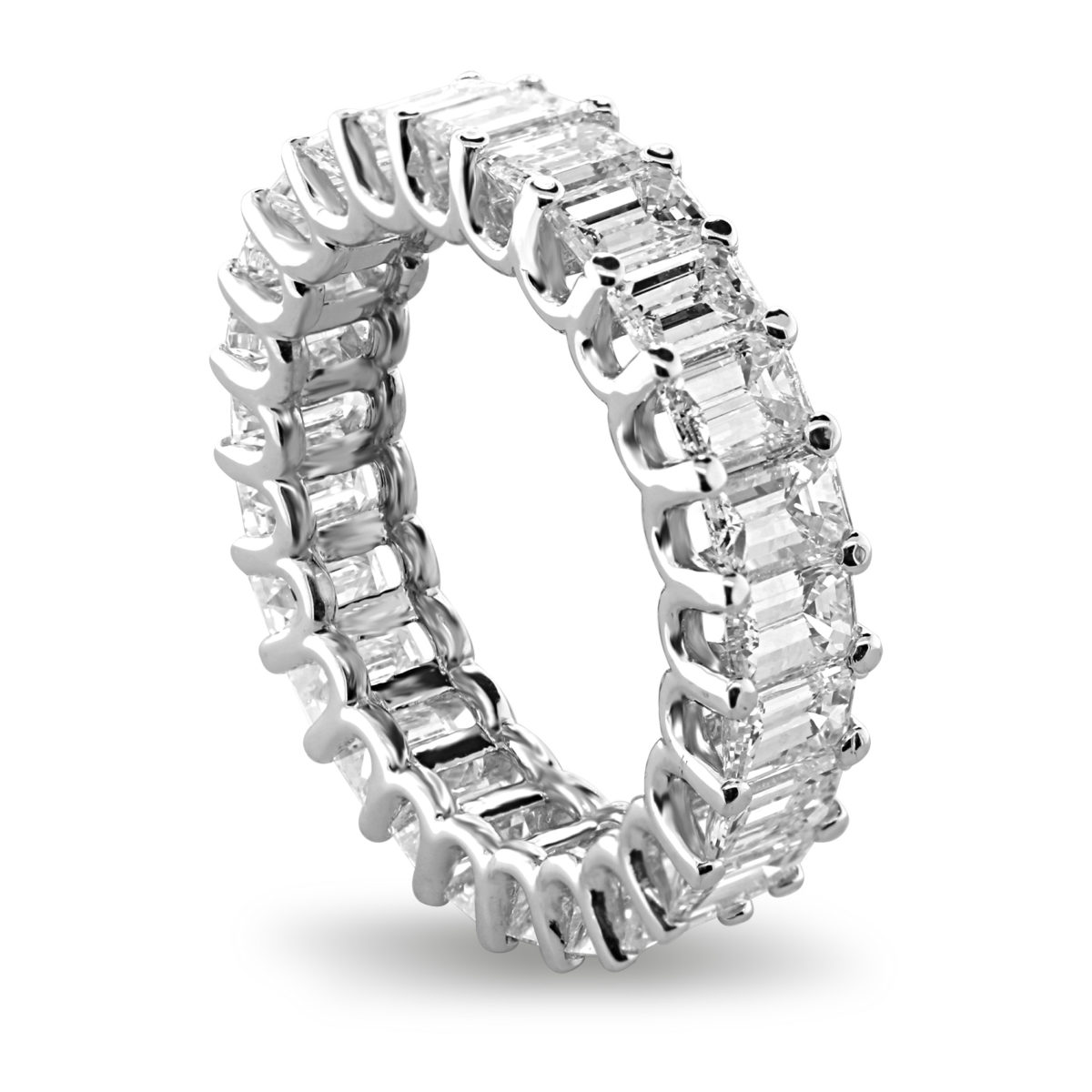 Emerald Cut Diamond Eternity USetting Ring 5 Carats, Gold or Platinum